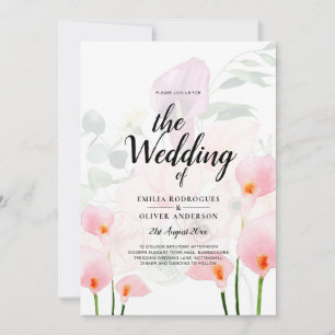 LeahG Blush Pink Calla Lily Wedding Invite Floral