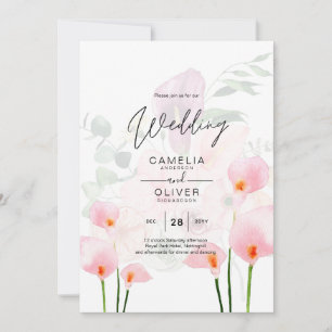 LeahG Blush Pink Calla Lily Wedding Invite Floral