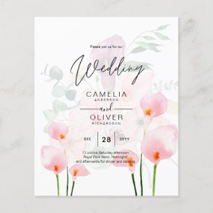 LeahG Blush Pink Calla Lily Wedding Invite Floral Flyer