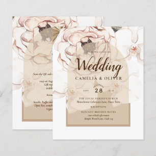 LeahG Blush Pink Champagne Floral Wedding Invite