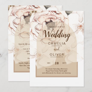 LeahG Blush Pink Champagne Floral Wedding Invite