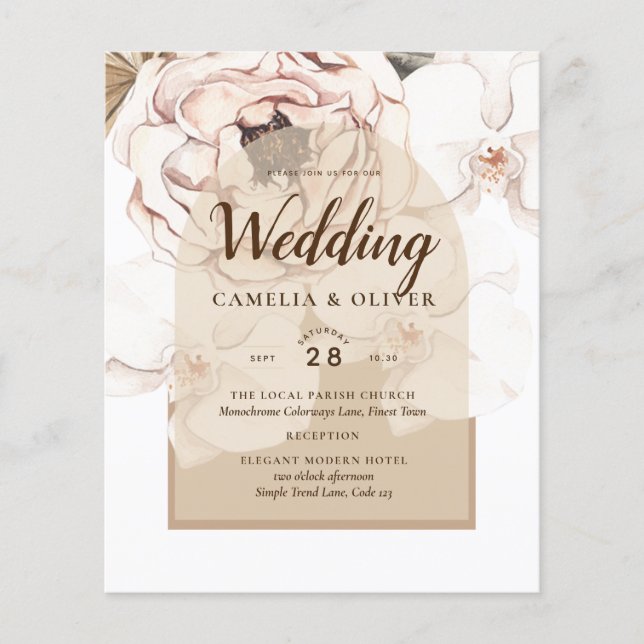 LeahG Blush Pink Champagne Floral Wedding Invite Flyer (Front)