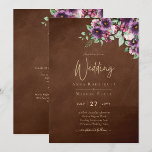 LeahG Brown Berry Plum Purple Wedding Fall Winter Invitation