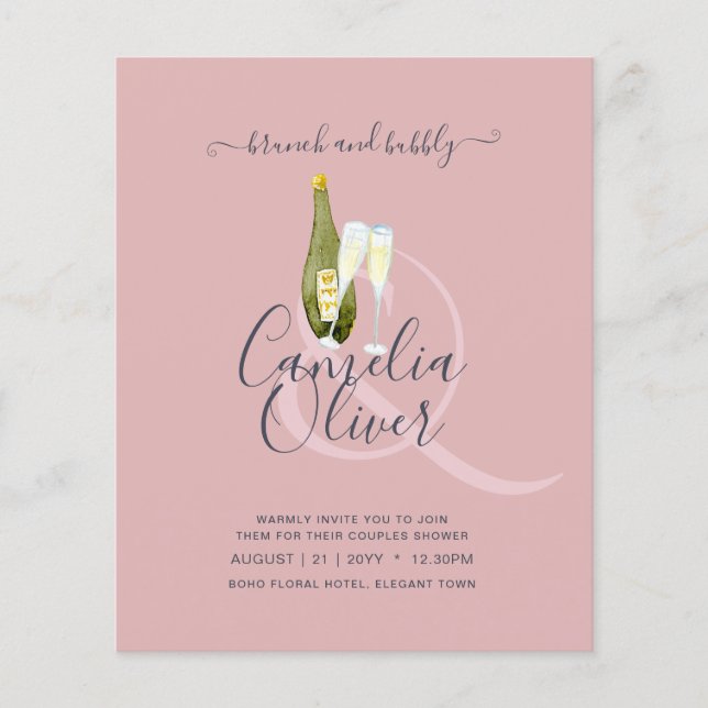 LeahG BUDGET Brunch Bubbly Bridal Shower Wedding Flyer (Front)