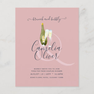 LeahG BUDGET Brunch Bubbly Bridal Shower Wedding Flyer