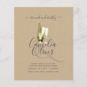 LeahG BUDGET Brunch Bubbly Bridal Shower Wedding Flyer