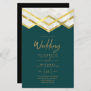 LeahG Budget DECO Silver Gold Wedding Invite