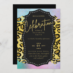 LeahG Budget Glam Chic Bridal Shower Unicorn Gold Invitation
