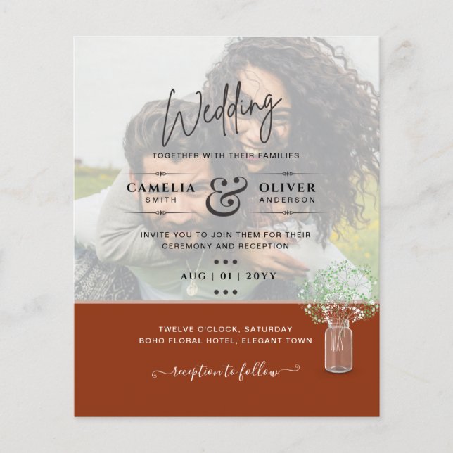 LeahG BUDGET Gypsophila PHOTO OVERLAY Wedding Flyer (Front)