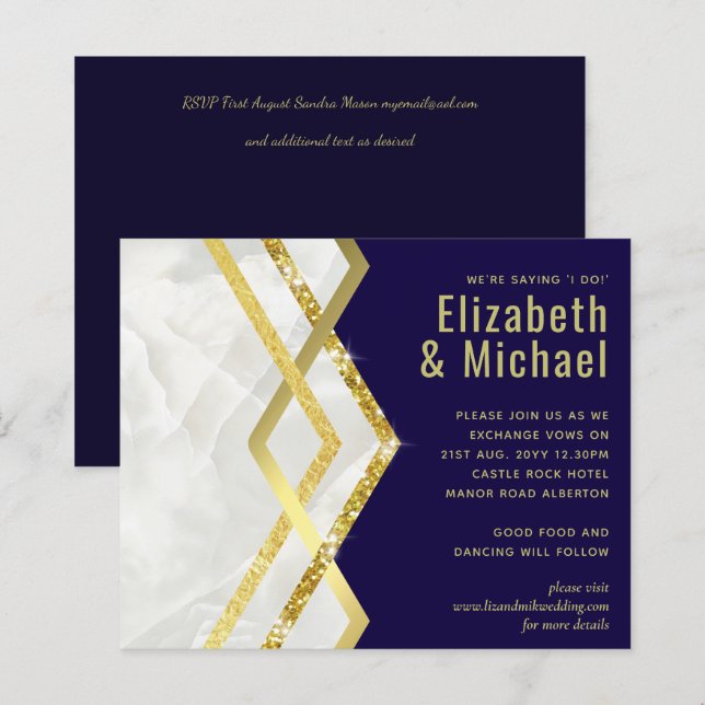 LeahG Budget Navy Gold Art Deco Wedding (Front/Back)