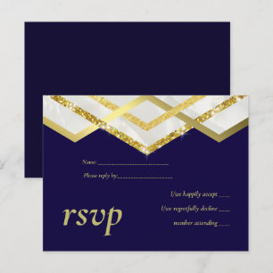 LeahG Budget Navy Gold Art Deco Wedding Invitation Postcard