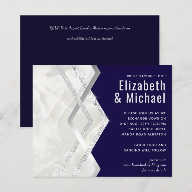 LeahG Budget Navy Silver Deco Wedding (Front/Back)