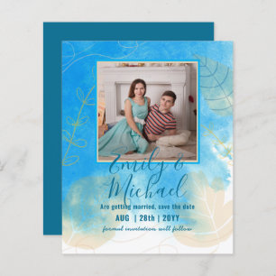 LeahG Budget PHOTO Save Date Teal Gold Abstract