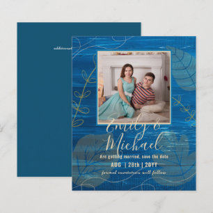LeahG Budget PHOTO Save Date Teal Gold Leaves