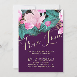 LeahG Budget Pink Roses Plum Modern Wedding Chic