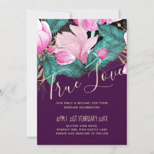 LeahG Budget Pink Roses Plum Modern Wedding Chic