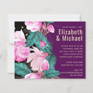 LeahG Budget Pink Roses Plum Modern Wedding Chic