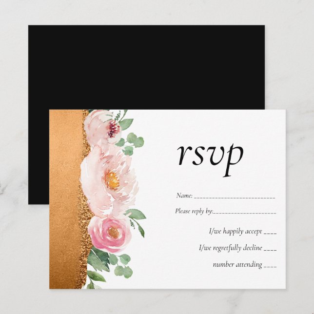 LeahG Budget Rose Glamour Girly Wedding Invitation Postcard (Front/Back)