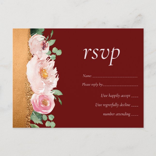 LeahG Budget Rose Glamour Girly Wedding Postcard (Front)