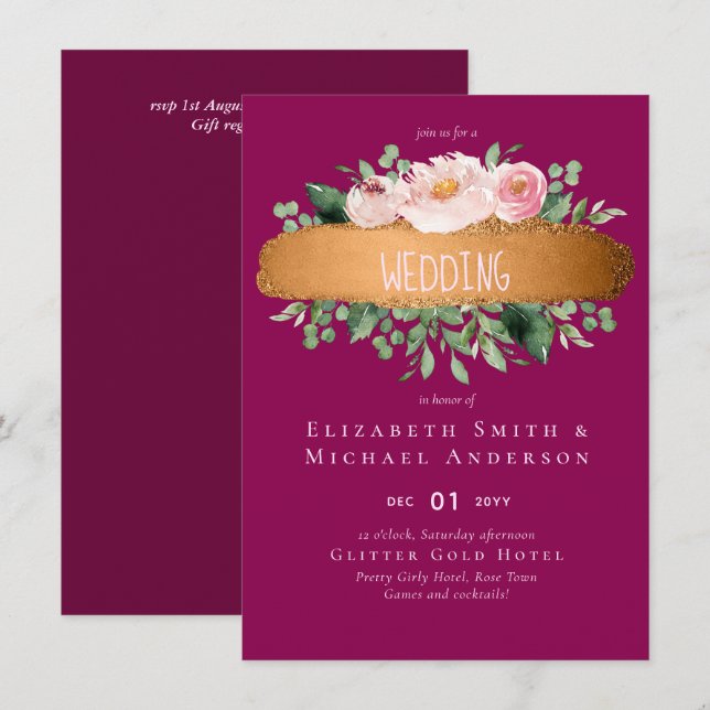 LeahG Budget Rose Gold Glam Wedding (Front/Back)