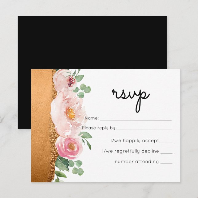 LeahG Budget Rose Gold Glam Wedding Invitation Postcard (Front/Back)