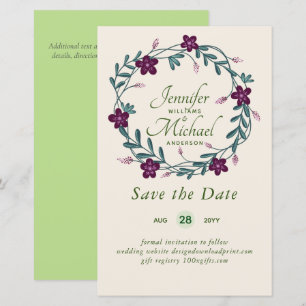 LeahG BUDGET Save Date Plum Floral Wreath