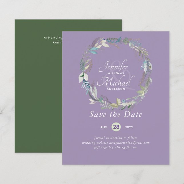 LeahG BUDGET Save Dates Lavender Wreath (Front/Back)