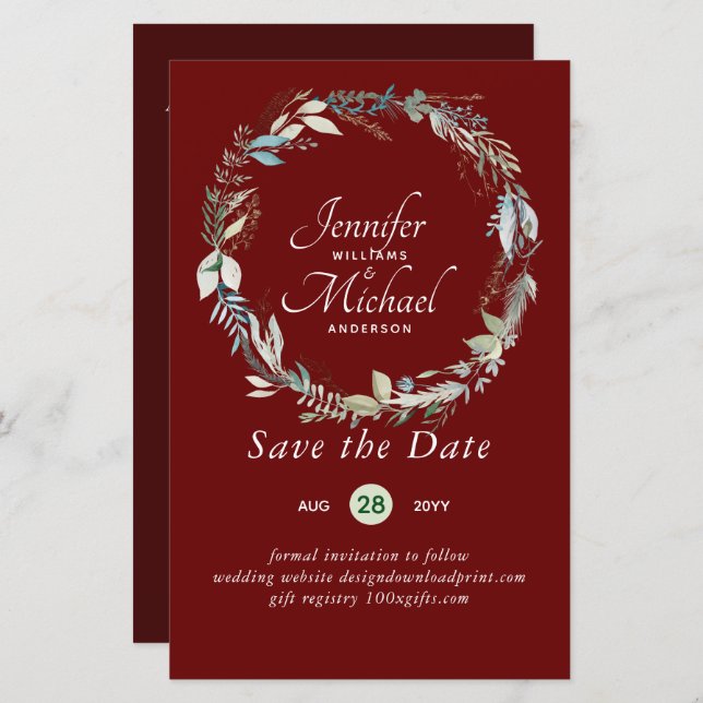 LeahG BUDGET Save Dates Lavender Wreath (Front/Back)