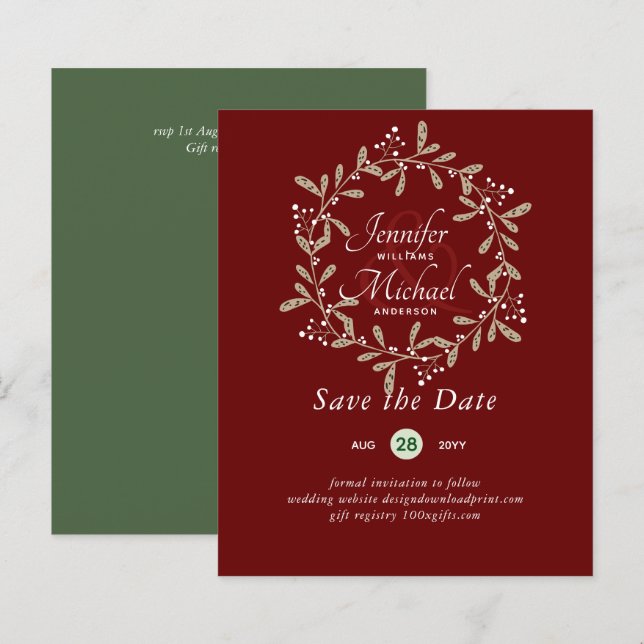 LeahG BUDGET Save Dates Modern Wreath Colours (Front/Back)