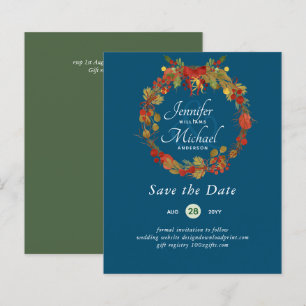 LeahG BUDGET Save Dates Red Rustic Festive Wreath