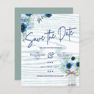 LeahG BUDGET Save The Date Blue Sage Floral