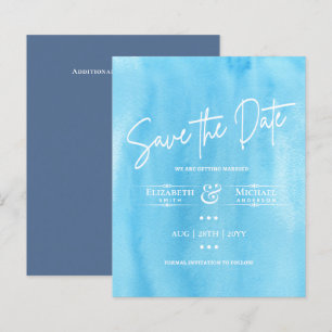 LeahG BUDGET Save The Date Blue Sky Watercolor