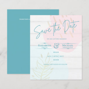 LeahG BUDGET Save The Date Pink Blue Gold Abstract