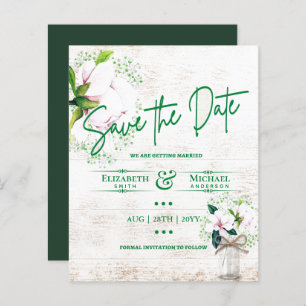 LeahG BUDGET Save The Date Rustic Magnolias
