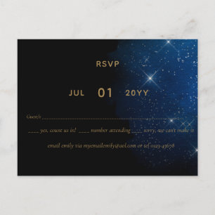 LeahG BUDGET Starry Night Wedding RSVP Postcard