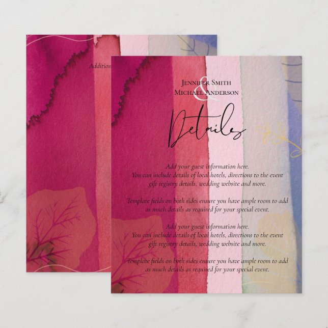 LeahG BUDGET Wedding Berry Red Purple Watercolor (Front/Back)