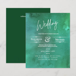 LeahG BUDGET Wedding Invite Emerald  Watercolor