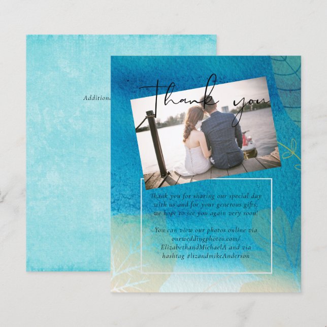 LeahG BUDGET Wedding Ocean Blue Watercolor (Front/Back)