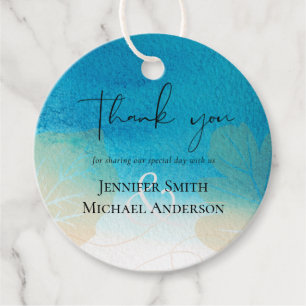 LeahG BUDGET Wedding Ocean Blue Watercolor Favour Tags