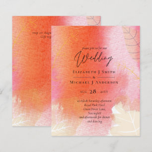 LeahG Budget Wedding Red Orange Watercolor Leaves