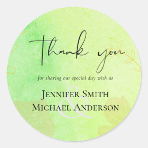 LeahG Budget Wedding Watercolor Teal Green Blue Classic Round Sticker