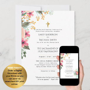 LeahG Catholic Nuptial Mass Wildflowers Floral Invitation