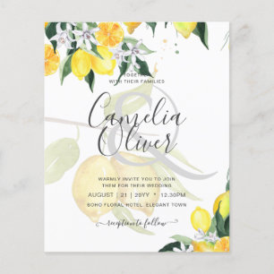 LeahG Citrus Lemons Budget Wedding Invite Yellow Flyer