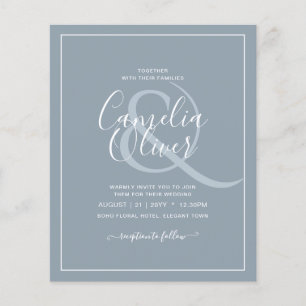 LeahG Dusty Blue Monochrome Wedding Invite Flyer