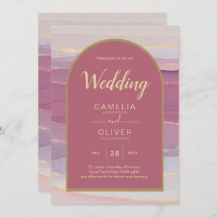 LeahG Dusty Rose Lavender Gold Wedding Invite