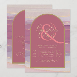 LeahG Dusty Rose Lavender Gold Wedding Invite