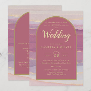 LeahG Dusty Rose Lavender Gold Wedding Invite