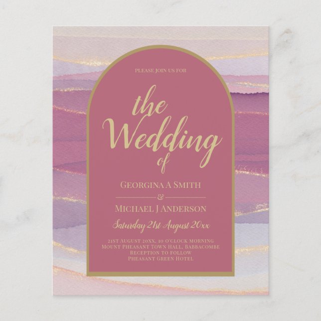 LeahG Dusty Rose Lavender Gold Wedding Invite (Front)