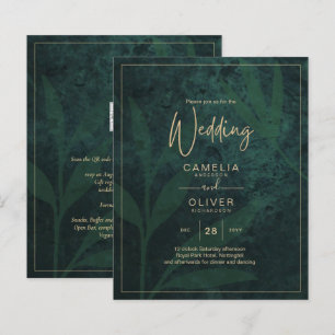 LeahG Emerald Forest Green Gold Wedding Invite