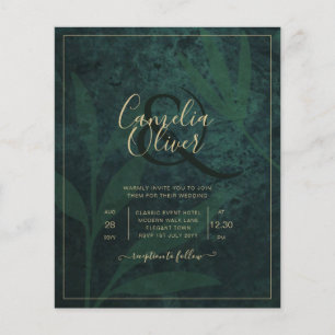 LeahG Emerald Forest Green Gold Wedding Invite